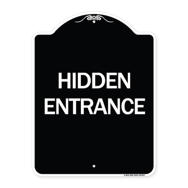 Signmission Designer Series Hidden Entrance, Black & White Heavy-Gauge Aluminum Sign, 24" x 18", BW-1824-24456 A-DES-BW-1824-24456 - main